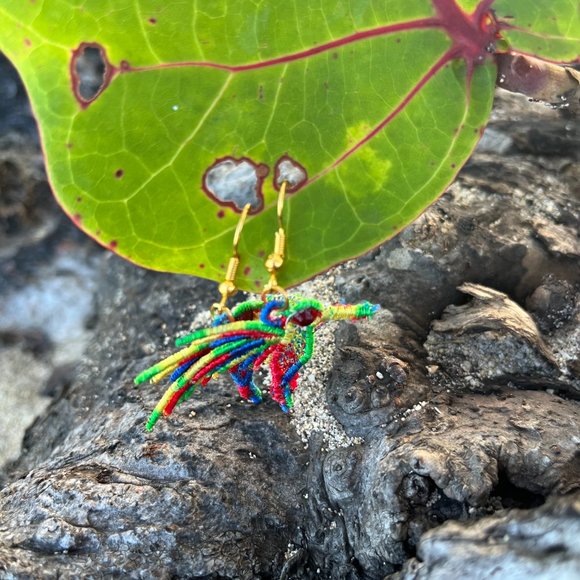 NWT Handmade Embroidered Multicolored Faith Lace CUSTOM Earrings - Picture 8 of 8